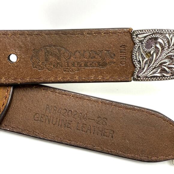 Nocona Cutting Champ Concho Western Belt 28 Scalloped Brown Leather Rawhide Wrap - Picture 3 of 8